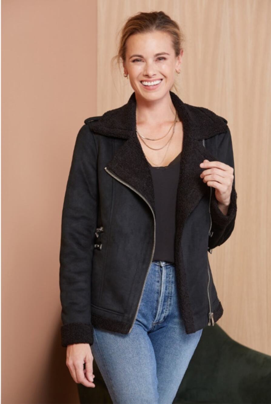 Evereve | NWT Peyton Jensen Bancroft Sherpa Moto Jacket // XS